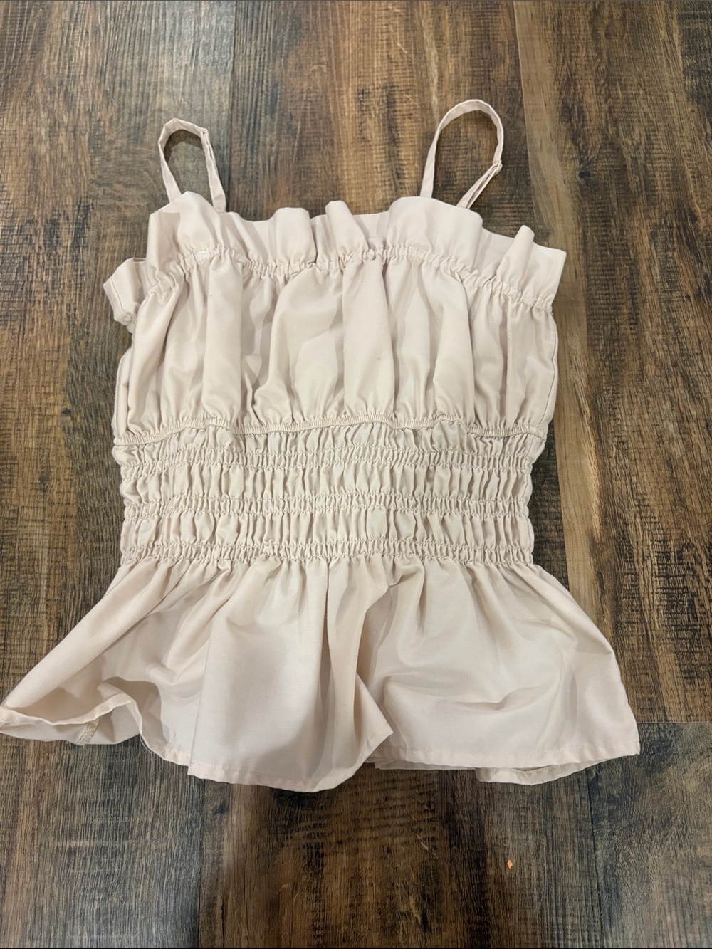 Jolie & Joy Women's Cream Smocked Ruffle Cami Top